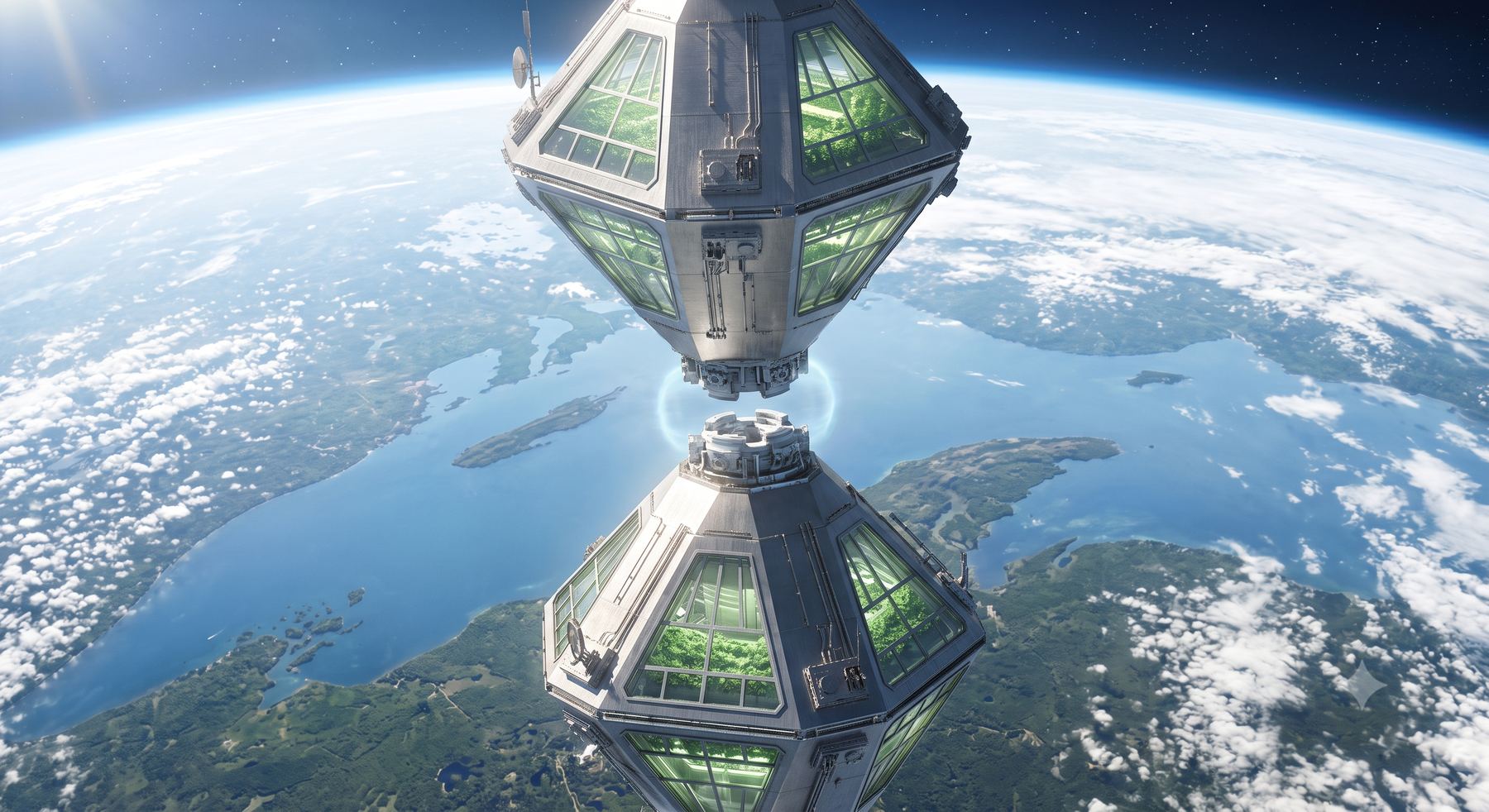 Two Replicator modules docking in orbit